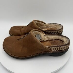 Ugg Australia Womens Kohala Mule Clogs Brown Suede Shearling Lined Slip On Sz 7
